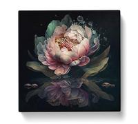 Peony Flower Double Exposure Canvas Print | Gallery Wrapped 30mm Frame Wall Art | 20x20 inches | Ready to Hang | Modern Floral Picture | Living Room Bedroom Lounge Office