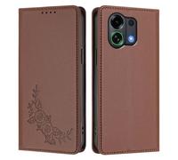 Peony Flower Embossed Leather Wallet Phone Case for OPPO K13 Turbo/K13 Turbo pro 5G Domestic-Flip Folio Cover with Card Holder,Kickstand & Magnetic Closure,Shockproof Case.Brown