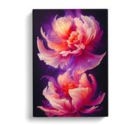 Peony Flower Flame Art Canvas Print | Gallery Wrapped 30mm Frame Wall Art | 30x20 inches | Ready to Hang | Modern Floral Picture | Living Room Bedroom Lounge Office