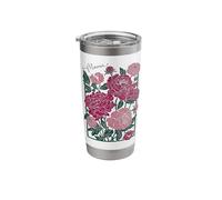 Peony Flower Illustration with Mama Script Botanical Garden Stainless Steel Insulated Tumbler