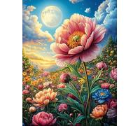 Peony Flower in A Moonlit Garden 300 Pc DIY Jigsaw Puzzle Animal Plant Puzzles for Adults Teens Hard Challenging Team Building Stress Reducing Autumn Sturdy Wooden Cardboard 300 PCS