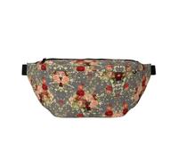 Peony Flower Pattern Print Fashionable Waist Bag for Women & Men - Sling Bag with Zipper Pockets, Large Capacity
