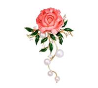 Peony Flower Pearl Brooch Chinese Style Rhinestone Imitation Pearl Enamel Brooch Luxury Retro Accessories Ladies Suit Jacket Badge Accessories