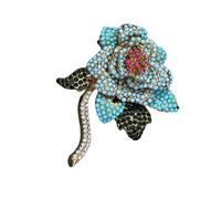 Peony Flower Shaped Women Brooch Pin Jewelry Badge with Sparkling Rhinestones Clothing Accessory for Fashion Outfits Shaped Brooch Colorful Enameled Jewelry for Daily Wear