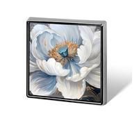 Peony Flower with Golden Lace Square Brooch Pins Metal Badge Lapel Pin Jacket Hat Bag Accessories Decoration