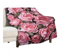 Peony Flowers Blanket Soft Flannel Throw Blanket 50"x70", Lightweight Decorative Blankets Warm Cozy Blankets for Couch, Bed, Camping & Travel, Ideal Gifts for Women Men