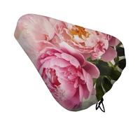 Peony Flowers Blossom Bike Seat Cover Water-Repellent Exercise Bike Seat Cushion Bicycle Saddle Cover with Drawstring Rain Snow Dust Covers for City Mountain Road Biking