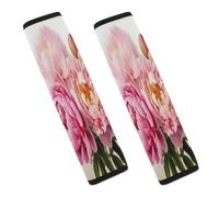 Peony Flowers Blossom Car Seat Belt Cover Soft Comfortable Shoulder Seatbelt Pads Cover Seat Belt Pad for Suitable for Car Interior Accessorie