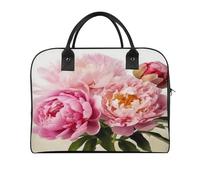 Peony Flowers Blossom Laptop Tote Bag Casual Travel Handbag Multi Pocket Shoulder Bags for Work Travel