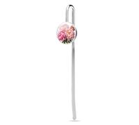 Peony Flowers Blossom Metal Bookmark 1" Personalized Book Marks Hook Funny Bookmarks for Women Men Cute Bookmark for Teachers Friends Reading Cool Book Marker Book Lover Gifts