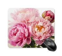 Peony Flowers Blossom Mouse Pad Cute Square Mouse Mat Leather Non-Slip Rubber Base Mousepad Waterproof Computer Mouses Pad for Laptop Wireless Mouses Keyboard Home Office 25 * 30cm