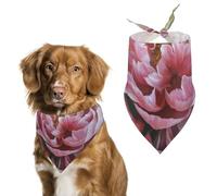 Peony Flowers Blossom Pet Scarf,Soft Durable Triangle Dog Bandanas Lightweight Breathable Comfortable Pet Bib for Small Medium Large Breed.