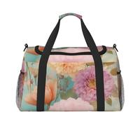 Peony Flowers Blossom Print Foldable Carry On Tote Large Capacity Hand Carry Bag for Airplane Weekend Getaways