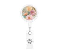 Peony Flowers Blossom Print Retractable Badge Holder, Cute Nursing Badge Reel, Badge Clip Id Card Holders