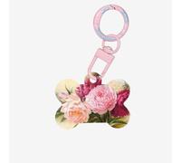 Peony Flowers Blossom Printing 1 Pc Dog Bone Shape Id Tags Double Sided with Key Ring Craft for Pets