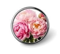Peony Flowers Blossom Round Badge Personalized Metal Lapel Pin Badges Fit Clothing Bags Hat Humorous Printed Brooch Badge Party Decorations Accessories for Men Women