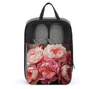 Peony Flowers Blossom Shoe Bag Travel Shoe Organizer Water-Resistant Shoe Pouch with Zipper Sneaker Dust Bag, gray, One Size, Modern
