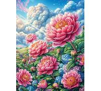Peony Flowers in A Blooming Garden 300 Pieces Classic Jigsaw Puzzle Science Fiction Magical Dream Puzzle for Adults Concentration Training Wall Art Mental Exercise Cardbo