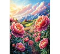 Peony Flowers in A Blooming Meadow 1000-piece Jigsaw Puzzle Bundle Scenery Science Fiction Family Puzzle Lovers Brain Training Mindful Activity Spring Recycled Cardboard 1000 PCS