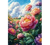 Peony Flowers in A Blooming Meadow 300 Piece Jigsaw Puzzle Pack Scenery Science Fiction Teens Beginners Cognitive Development Puzzle Fans Group Play Anniversary Thick Cardboard 300 PCS