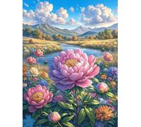Peony Flowers in A Blooming Meadow 500 Pieces Premium Jigsaw Puzzle Wildlife Pet Adult Jigsaws Educational Challenge Mental Exercise Winter Gift Precision Cut Board 500 PCS