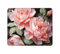 Peony Flowers Rose Mouse Pad with Stitched Edge, Comfortable Mouse Pads with Non-Slip Rubber Base Gaming Mouse Mat Washable Mousepads Computers Laptop Desk Accessories for Office 8.3 x 10.3 in