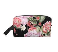 Peony Flowers Rose PrintingLarge Capacity Cosmetic Organizer,Travel Makeup Bag for Women