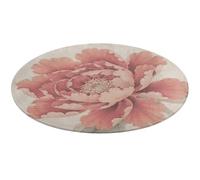Peony Flowers Round Area Rug Non Slip Backing Doormat Water Absorbent Plush Throw Low-Pile Non-Slip Floor Mat Carpet for Living Room Bedroom Entryway Nursery Room 60 * 60cm