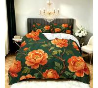Peony Flowers Single Duvet Cover Set Chinese Flowers Bedding Set 3D Print Soft Microfiber Quilt Covers 135x200 cm with Zipper Closure and 2 Pillowcases 50x75 cm for Teens N.507
