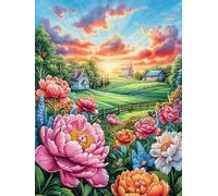Peony Flowers Under A Rainbow 1000 Piece Pack DIY Jigsaw Puzzle Science Fiction Magical Dream Collectors Cognitive Development Educational Decorative Puzzle Gifts for Adults High-grade Cardboard 1000