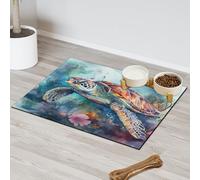 Peony Garden Bloom Absorbent Dog Food Mat with Non-Slip Backing, 24 x 32 inch Feeding Mat for Puppy Cat Bowls, Spill-Proof Pet Diner Placemat for Kitchen Floors