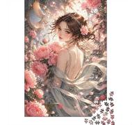 Peony Girl Dove Jigsaw Puzzle, 1000 Pcs For Adults