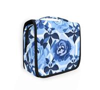 Peony Glory Blue Toiletry Bags with hanging hook Waterproof Hanging Travel Toiletry Bag with Compartments & Handle