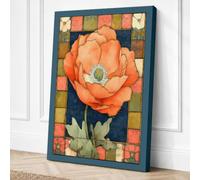 Peony in Patchwork Botanical Canvas Wall Art Print 30x20 Inch
