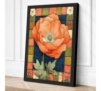 Peony in Patchwork Botanical Canvas Wall Art Print 36x24 Inch