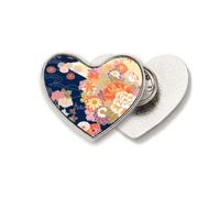 Peony Maple Pattern Japan Heart Metal Pin Brooch Clip Love