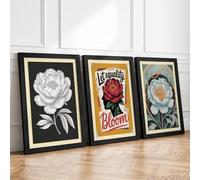 Peony Meditations Botanical Set of 3 Framed Wall Art Prints A2