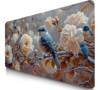 Peony Mouse Mat 1000x500x3mm XXL Gaming Mouse Pad Bird Desk Mat, Table Mats with Non-Slip, Soft Smooth Surface, Stitched Edges Desk Pad, Waterproof Fabric, Durable, Office Accessories, Gifts F0-194