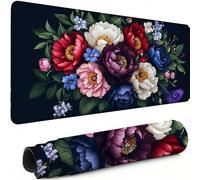 Peony Mouse Pad XXL 1200 x 600 mm, Large Mouse Mat Flower Waterproof Desk Pad with Stitched Edges and Non-Slip Rubber Base, Extended Comfortable Gaming Mousemat, for Improves Speed and Precision C-686