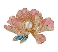 Peony Pearl Brooch for Women Chinese Vintage Qipao Hanfu Lapel Pin Gift Exquisit Accessory