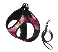 Peony Print Small Dog Harness with Leash Set, No Escape Easy Walk Puppy Harnesses for Training Walking