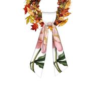 Peony Printed Front Door Wreath Sash, 142cm Decorative Wreath Ribbon Band, Polyester Garland Decoration for Door, Window, Wall, Christmas, Halloween