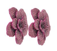 Peony Rhinestone Applique Patch Purple 2pcs Three-Dimensional