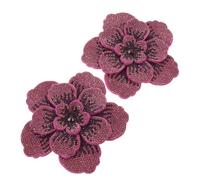 Peony Rhinestone Applique Patch Three-Dimensional Purple 2pcs