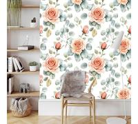 Peony Rose Flower Wallpaper Self-Adhesive 0.3×3 m Watercolor Style Matte Contact Paper Removable Thicken Waterproof Peel and Stick Wall Paper for Home Wall Decoration Furniture Renovation