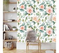Peony Rose Flower Wallpaper Self-Adhesive 0.52×5 m Watercolor Style Matte Contact Paper Removable Thicken Waterproof Peel and Stick Wall Paper for Home Wall Decoration Furniture Renovation