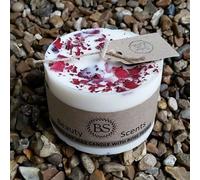 Peony Scented Candle with Dried Rose & Flower Petals, Small Round Decorated Soy Wax Candle, Christmas, Valentines, Birthday, Housewarming Gift Idea