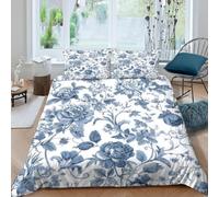 Peony Single Duvet Cover Set 3D Printed Classic Florals Bedding Set Ultra Soft Microfiber Quilt Cover 150x200 cm for Single Bed with 2 Pillowcases with Zipper G/1263