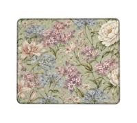 Peony Small Mouse Pad, Floral Vintage Lilies Bluebell Spring Green Square Rubber Smooth Portable Travel Mousepad Desk Decor for Office Home Dorm Laptop Square 8x10 Inch