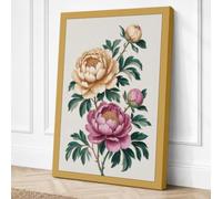 Peony Studies Botanical Canvas Wall Art Print 18x12 Inch (46 x 30 cm)